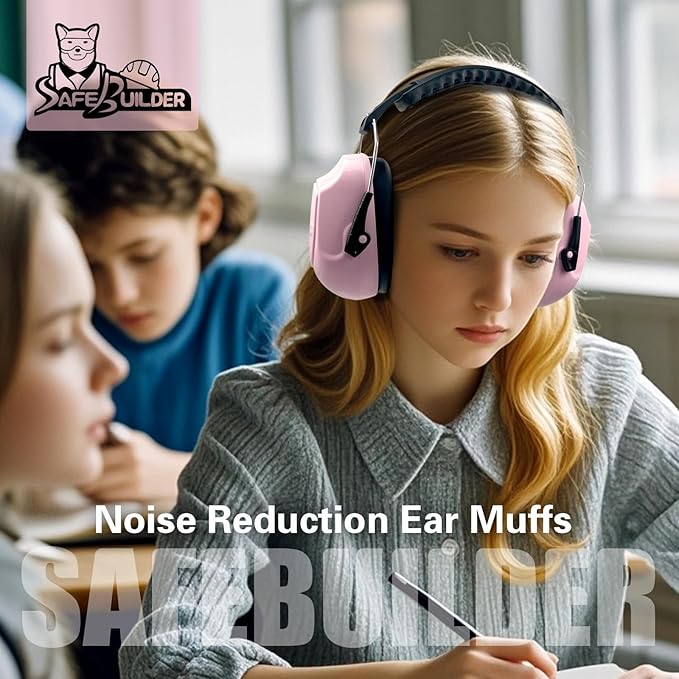 SAFEBUILDER Ear Muffs Noise Reduction SNR 33dB Adjustable Lightweight Safety Earmuffs Sound Proof Noise Cancelling ANSI