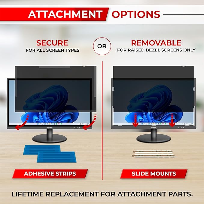 SightPro 20 Inch 16:9 Computer Privacy Screen Filter for Monitor - Privacy Shield and Anti-Glare Protector (17 7/16" x 9 13/16")
