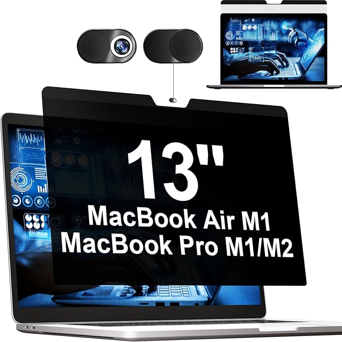 Mamol Magnetic Privacy Screen MacBook Air 13 Inch(2018-2021, M1), Removable Anti Blue Light Glare Filter Screen Protector with Camera Cover for Mac air 13''