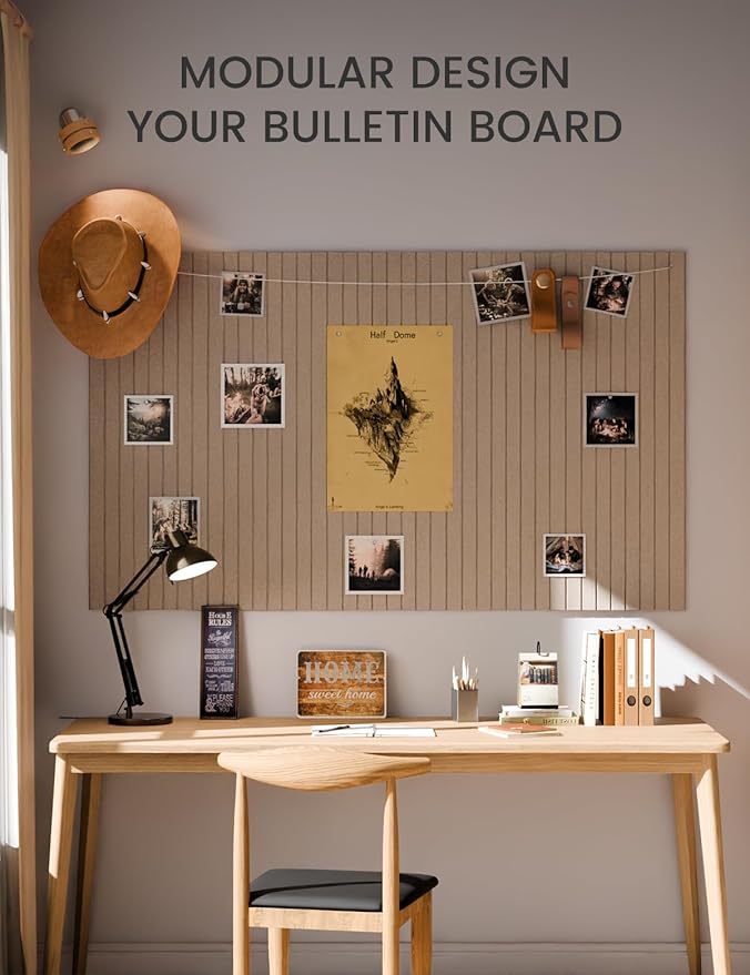 Large Felt Bulletin Board 36"x24" Cork Board Alternative - 6 Pack with 40 Safe Removable Adhesive Tabs, Cork Boards for Walls for Home Office Classroom Pin Board-Taupe