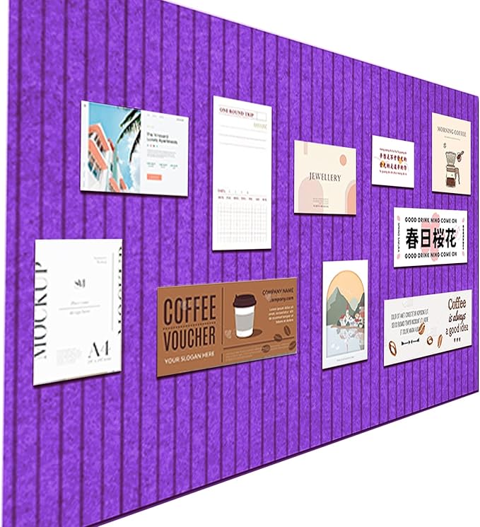 Large Felt Wall Tiles Cork Boards for Office Cubicle, 35"x23.6" Felt Photo Board Bulletin Tiles Pin Board for Walls Home Decor, Noise Reduction Boards Panels Fors Notes Memos, 6-Pack, Purple