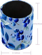 Leather Pen Holder for Desk Blueberry Blue Pencil Cup Desktop Organizer Makeup Brush Holders Office Supplies for Home, Kids & School