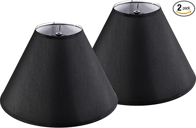GO&SO Set of 2 Black Lamp Shade Fabric Large Lampshades,Barrel Lamp Shades 6.5 x 16.3 x 10.5 inch,Replacement Lamps Shades for Table Lamps,Floor Lamps,Spider Lamp Cover Handcrafted, Assembly Required