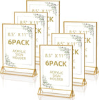 PPH-Sisy Acrylic Sign Holder 8.5X11 Clear Sign Holder,Double Sided Flyer Holder, Table Menu Holder Display Stand for Wedding Table Number (6pcs)