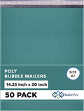 Green Extra Large Poly Bubble Mailers 14.25x20 inch #7 | Self Seal Large Padded Envelopes | Air Cushioned Bubble Mailer | Usable Size 14.25x19 Lightweight Mailing Shipping Bags| 50 Pack Bulk