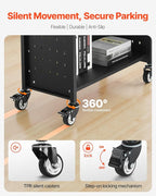 VEVOR Rolling Library Book Cart, 330 lbs Capacity, 30.3 x 15 x 48.0-Inch Library Cart, Single Sided L-Shaped Shelves with 3-Inch Lockable Wheels, Book Truck for Home Shelves Office and School, Black