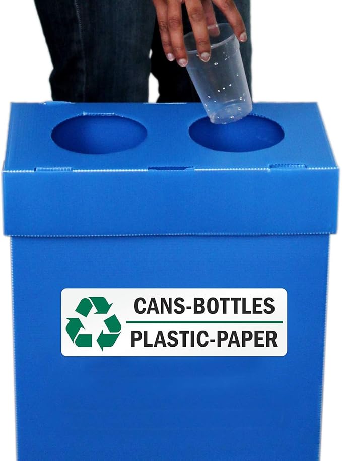 SmartSign Cans-Bottles-Plastic-Paper Pack of 5 Recycle Labels | 3" x 10" Laminated Vinyl, Made in USA