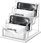 Uniclife Acrylic Business Card Holder for Desk 4 Slots Clear Horizontal Business Card Display Stand for Men & Women Desktop Name Card Organizer Card Stand for Office Home Exhibition, 240 Card Capacity