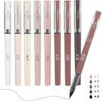 FUNFULL Aesthetic Cute Stick Rollerball Pens, 8pcs Quick Dry Colored Liquid Ink Pens, 0.5mm Fine Point Coffee Gel Pens with Soft Touch Smooth Writing for Journaling Planner School Supplies