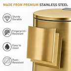SIMPLYKLEEN Bathroom Trash Can with Lid - 2PC Oval Small Trash Can with Soft-Close Lid, Foot Pedal, Brushed Stainless Steel, Removable Liner, Garbage can for Kitchen, Office, Home Gold