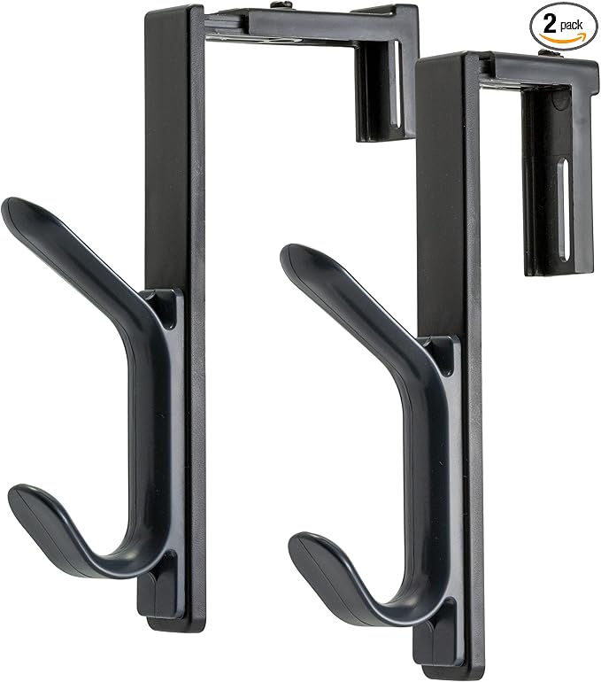 Officemate Double Coat Hooks for Cubicle Panels, Adjustable, Comes in 2 Pack (22009) Black