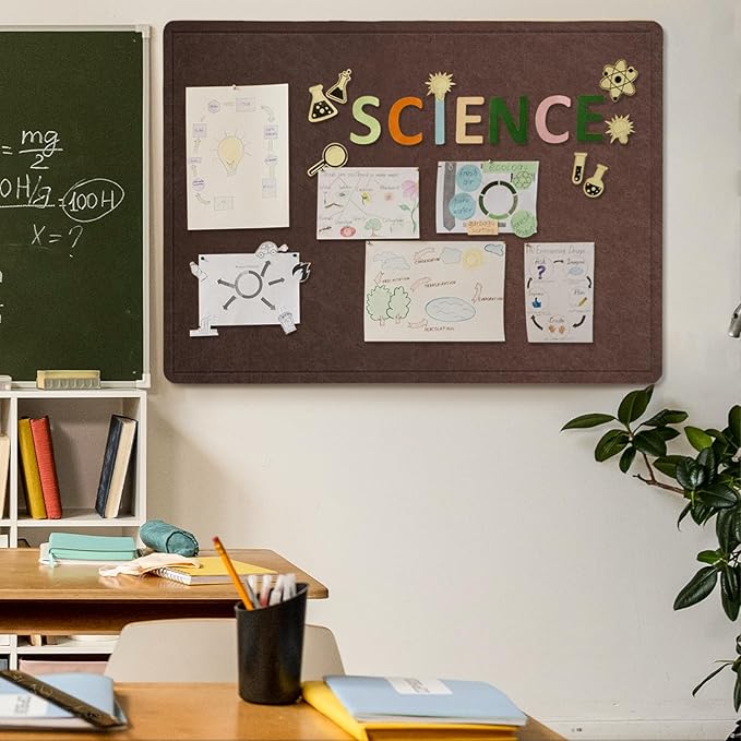 Large Bulletin Board - 48 x 36 Inches, Decorative Felt Pin Board for Wall - 4' x 3' Foldable Photo Display Board with Self-Adhesive Tape, Includes 20 Push Pins - Saddle Brown