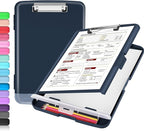 Sooez Clipboard with Storage, High Capacity Nursing Clip Board 8.5 x 11 with Pen Holder & Low Profile Clip, Plastic Clipboards Case Box, Teacher Must Haves School Office Supplies,Letter Size/ A4