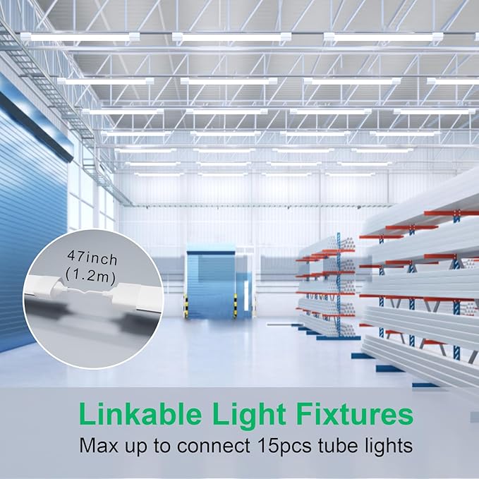 Modlicht 4FT Plug in Light 2PCS, Linkable Shop Lights for Garage, Bright Workbench Light with Cord, 5000K LED Light Bar for Workshop Kitchen Bedroom Bathroom Office Basement, 36W