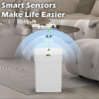 ELPHECO Bathroom Trash Can with Lid, 2 Pack Automatic Garbage Can, 2.5 Gallon + 4 Gallon Motion Sensor Smart Bathroom Decor, Slim Waterproof Trash Bins for Bedroom, Office, Living Room, White