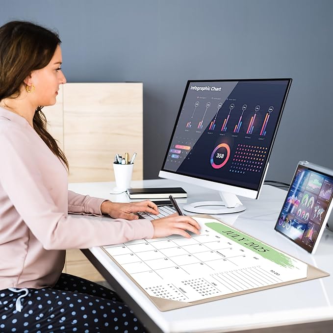 Desk Calendar 2026 – 18-Month Desktop Calendar from Jan 2026–Jun 2027, for Office, School & Home Use – Large Teacher Desk Calendar 22x17 (Apricot)