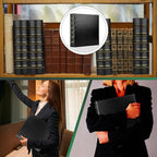LETVPVOW Vintage Hardback 3 Ring Binder 2 Inch, Professional Leather Binders 2 Inch D Ring, Holds 400 Sheets Capacity - Black