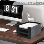 RHCSZ PU Leather Letter Tray - Load Documents Trays Front for Office Desktop Organizer - Desk Magazine, File, A4 Paper Holder - Paper Document File Holder (Black, A4-Tray)