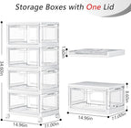 SNSLXH Portable Clear Storage Bins with Lids & Wheels, 24QT Clear Storage Bins with Lids, 4-Tier Plastic Bins with Wheels, Stackable, Magnetic Doors, for Bedroom, Living Room, Office