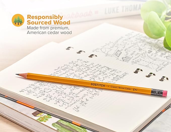 Bostitch Office Premium #2 Pencils, American Cedar Wood, Pre-Sharpened, HB Graphite, 36-Pack