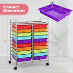 Happygrill 20-Drawer Organizer Cart Tools, Mobile Utility Storage Cart with Removable Drawers & Lockable Wheels, Rolling Storage Cart with wheels for Home Office School(Multicolor)