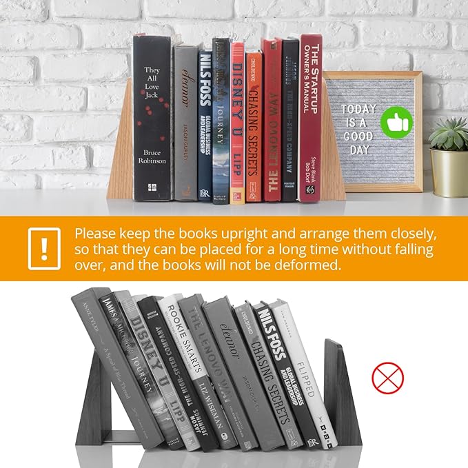 DRELIFAM Red Oak Book Ends Heavy Duty Handmade Book Ends for Shelves Decorative Bookends to Hold Heavy Books (Red Oak Large)