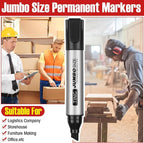 Fuutreo 32 Pcs Jumbo Permanent Markers Bulk Large Chisel Tip Permanent Markers Waterproof Jumbo Pens Quick Drying Office Supplies(Black)