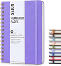 Lined Spiral Journal Notebook, A5 Hardcover Spiral Journals for Women Men, 150 Numbered Pages Spiral Bound Notebook, 100 GSM College Ruled Notebooks for Writing Note Taking 5.75" x 8.38", Purple