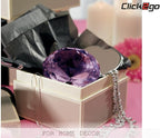 CLICK2GO 3” / 80 mm Light Purple Diamond Shaped Glass Crystal Paperweight – Home Office Decor & Valentine's Day Gift Wedding Favors Centerpieces Decoration with Gift Box