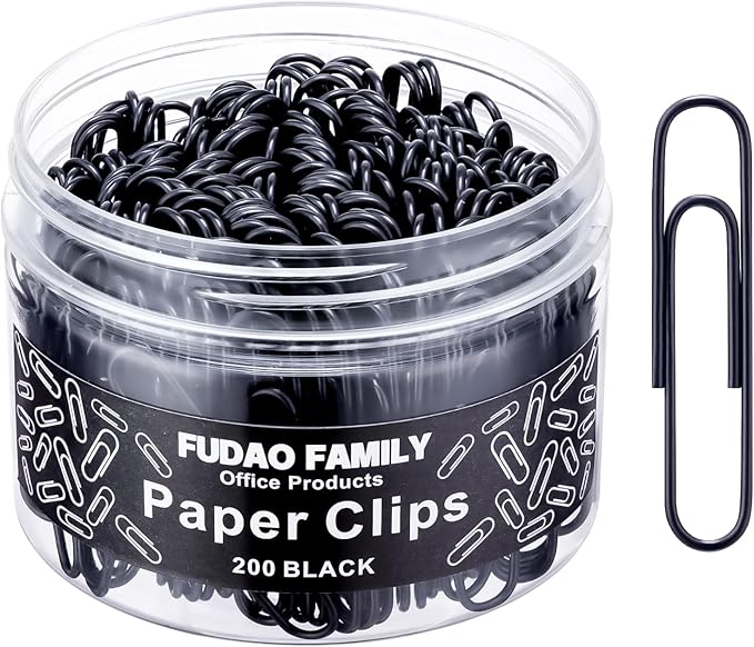 Large Paper Clips, 2 Inch Black Paper Clip, 200 pcs Jumbo Paperclips