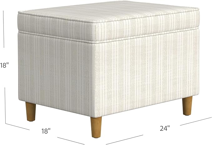 Spatial Order Home Decor | Dinah Collection Modern Storage Ottoman | Ottoman with Storage for Living Room & Bedroom(Cream Marigold Pinstripe Fabric)