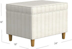 Spatial Order Home Decor | Dinah Collection Modern Storage Ottoman | Ottoman with Storage for Living Room & Bedroom(Cream Marigold Pinstripe Fabric)