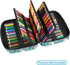 YOUSHARES Colored Pencil Case 220 Slots Pen Case Organizer With Handy Wrap & Zipper, Multilayer Holder for Prismacolor Colored Pencils & Gel Pen (Panda)