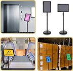 LEIFIDE 4 Pack Sign Holder Stand 8.5 x 11'' Adjustable Heavy Duty Pedestal Floor Sign Holder Poster Stand for Outdoor Indoor Advertising, Rotatable, Vertical & Horizontal View Displayed(Black)