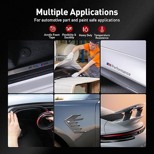 Automotive Acrylic Plus Attachment Tape 0.55" x 18Ft Made of 3M Double Sided Tape PT1100 Heavy Duty for Moldings Claddings Panels Pads and Other Car Automotive Applications