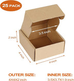 PHAREGE 4x4x2 inch Shipping Boxes Bulk 25 Pack Brown, Tab Lock Tuck Top Mailer Boxes for Packaging Small Business, Small Cardboard Gift Boxes for Wrapping Mailing Present