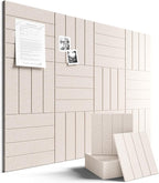 Fluxynara Felt Bulletin Board Tiles Large 48" x 36" Cork Board Alternative-12 Pack with 70 Adhesive Tabs, Thick Slat Wall Panels for Office Decor, Push Pin Board Wall Organizer Alternative -Oatmeal