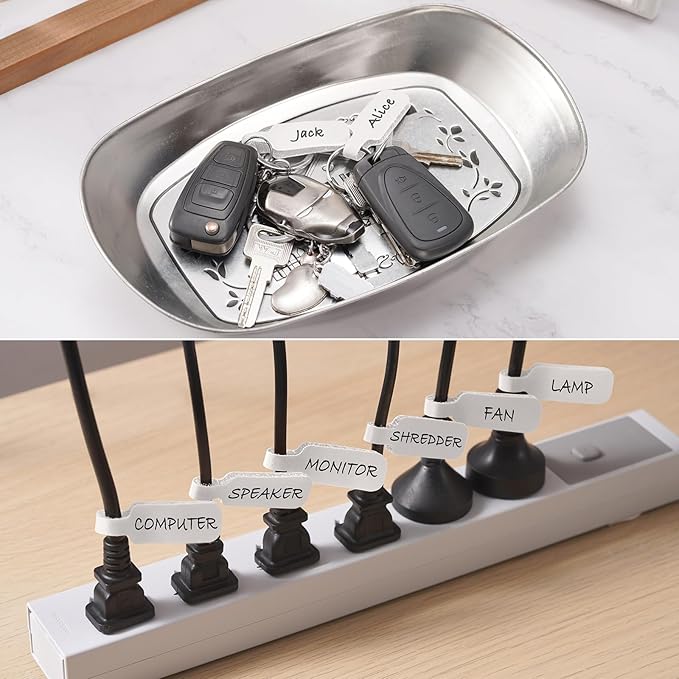 Trilancer Reusable Cable Cord Wire Labels, Easy to Write on, Hook&Loop Closure, for Organizing and Identification, Cable Tags, Multiple Uses - 35PCS(White)