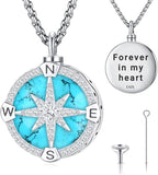 Compass Necklace for Women Men 925 Sterling Silver Pendant Urn Necklaces for Ashes Picture Locket Necklace Anchor Necklace Viking Necklace Crystals CZ Moonstone Abalone Shell Turquoise Compass Jewelry