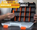 Anyyion Small Parts Organizer, 34-Compartments Double Side parts organizer with Removable Dividers for Hardware, Screws, Bolts, Nails, Beads, Jewelry. (2 Pcs, Orange)