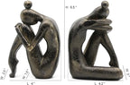 Lukitas Unique Decorative Girl Thinker Bookends, Non-Slip Book Holder, Home Office Bookshelf Decor, Creative Desktop Ornaments for Study Room Hotel Shelves, Resin, 1Pair/2Piece 6.5''