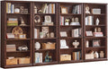 RWYHG 70" Walnut Tall Bookshelf Set of 4,5-Tier Thick Wooden Book Shelf with Adjustable Shelves,Free Standing Farmhouse Bookcase with Open Display Storage,Floor Vintage Bookshelves for Living Room