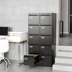 Fesbos File Cabinets - 5 Drawers Vertical 17.8" Deep Lockable Filing Cabinet - Black & Gray Metal Storage Cabinets for Home Office to Hanging Files Letter/Legal/F4/A4 Size