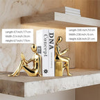 TYGKROF Decorative Bookends,Ceramic Statue Book Ends,Home Office Modern Bookends,Decor Aesthetic Reading Book Holders for Bookshelf,Bedroom Living Room Decoration Unique Bookends (Gold)