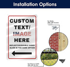Custom Directional Arrow Sign Large, 24''x18'' Glow in the Dark/Reflective Option, Personalized Metal Address Plaque, Customize for Business Logo, Office, Home, Yard, Outdoor