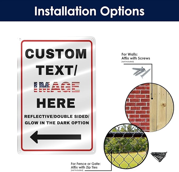 Custom Directional Arrow Sign Large, 24''x18'' Glow in the Dark/Reflective Option, Personalized Metal Address Plaque, Customize for Business Logo, Office, Home, Yard, Outdoor