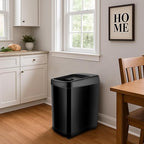 Smartowner 8 Gallon Motion Sensor Trash Can with Roll Lid & Wheels - Automatic Touchless Trashcans for Kitchens, Bedroom, Office Trash Bin (Black)