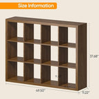 furtble Bookshelf with Storage Bins, 12-Cube Storage Organizer, Modern Wood Open Bookcase, Multifunctional Display Shelf for Living Room, Bedroom, Home Office, Classic Oak