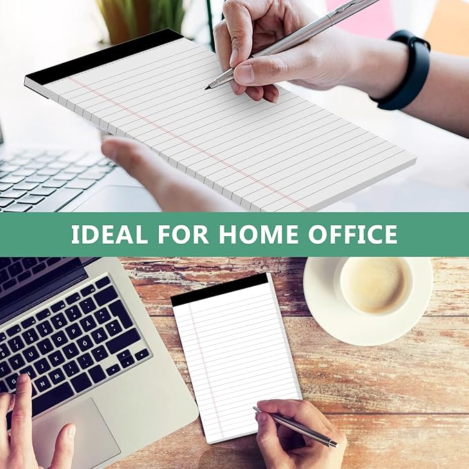 Legal Pads 5 x 8 Inch Notepad, 8 Pack Note Pads College Ruled Perforated Memo Pad for Work Study Daily Note Taking List, Lined Writing Pads Memo Refills Notepads for Office Home School, 30 Sheet/Pad