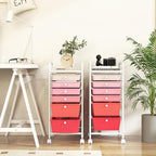 RELAX4LIFE 6-Drawer Rolling Storage Cart - Classroom Organization on Wheels w/Removable Plastic Drawers, Mobile Art Craft Cart for School Paper Home Office, Utility Cart with Drawers (Gradient Pink)